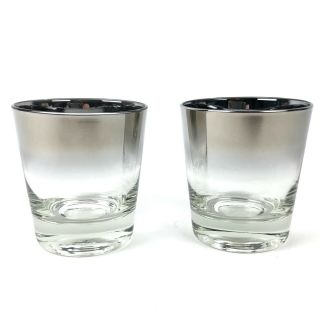 Vintage Silver Fade On The Rocks Glasses Set Of 2 Queens Lusterware Vitreon