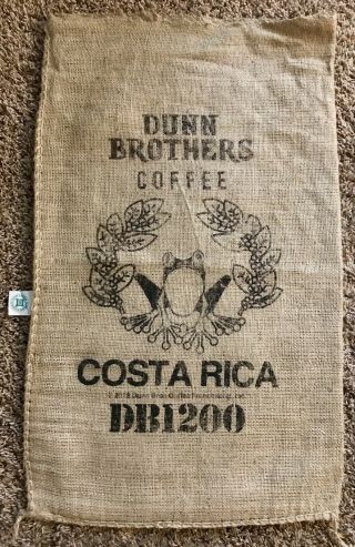 Burlap Coffee Bag Dunn Bros Costa Rica Frog Gunny Sack Coffee House Decor