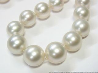 Hi Grade 14 - 10.  6mm Cultured South Sea Pearl Necklace Platinum Diamond Luxury 3