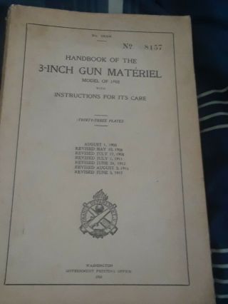 Wwi 1917 Handbook 3 Inch Gun Materiel Model 1902216 Pages Illustrated