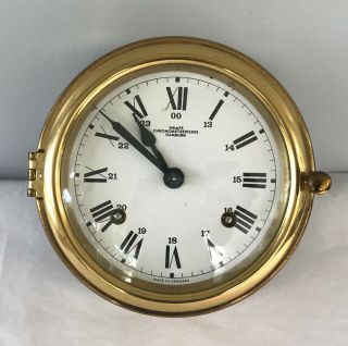 WEMPE Chronometerwerke Hamburg Germany Brass Ships Clock with Key Running 3