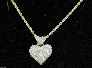Gorgeous 14k Yellow Gold Heart Pendant With 0.  75 Ctw Diamonds And Chain L11