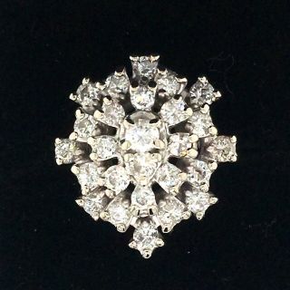 Vintage 14 K White Gold Diamond Cluster Cocktail Ring