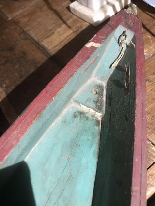 Antique Vintage Folk Art Wood Dory Pond Row Boat Whaling Old Green Paint 26”x6.  5 3