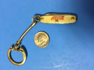 Vintage Advertising Coca - Cola Single Blade Miniature Pocket Knife Usa W Keychain