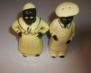 Vintage Black Americana Ceramic Salt & Pepper Shakers Uncle Moses Aunt Jemima