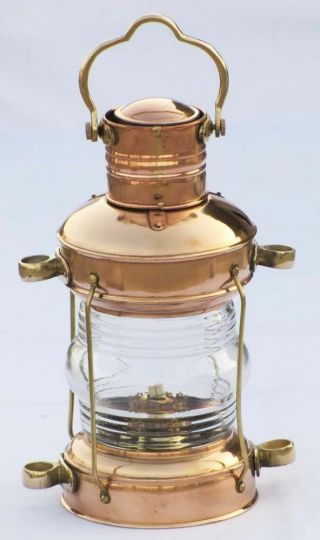 Anchor Oil Lamp Brass & Copper Nautical Maritime Ship Lantern Boat Light Gift