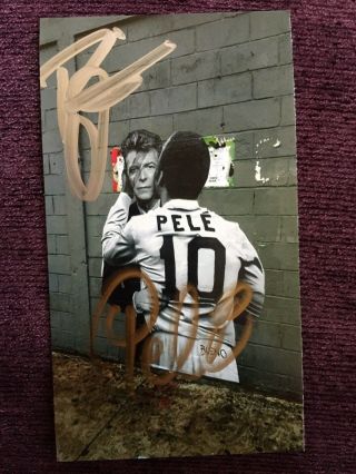Pelé & David Bowie Autographs Hand Signed Photo Pele