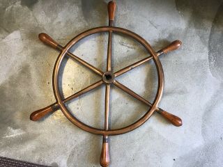 Awesome Vintage 1940 - 50s Ship’s Wheel,  Bronze & Wood,  23.  75”,  14 Lbs.  Boat