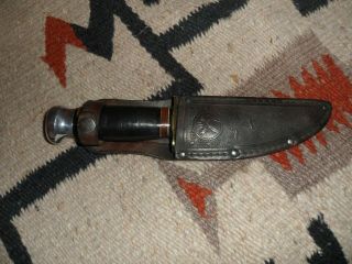 Vintage Marbles Gladstone Fixed Blade Knife With Leather Sheath