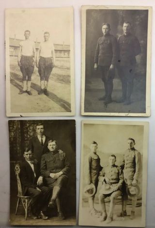 4 Different World War One Era Soldier Rppc - Friends And Family - Buddies