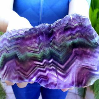Large Very Decorative 5 7/8 Inch Multicolor Zoned Fluorite Crystal Slab