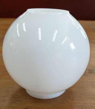 Vintage White Milk Glass Round Globe Mini Oil Lamp Shade