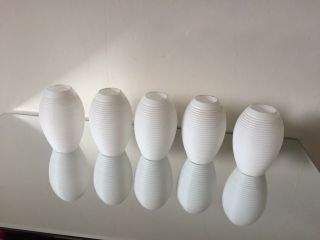 Five Matching Vintage Mid Century White Glass Lamp Shades