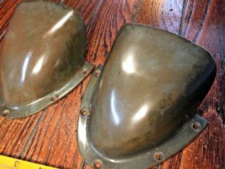 Vintage Pair Cast Bronze/brass Clam Shell Deck Vents,  Age/patina