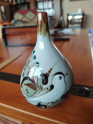 Ken Edwards Vase El Palomar Mexican Pottery Tonala Bird Bud Vase