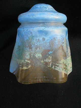 Small Early 20th C.  Vintage Hand Painted Glass Ceiling Light/lamp Shade E