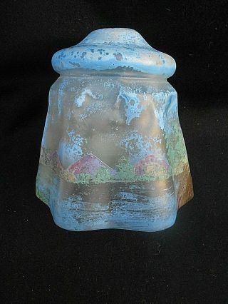 Small Early 20th c.  Vintage HAND PAINTED Glass Ceiling Light/Lamp Shade E 2