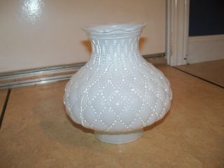 White Glass Lamp Shade,  Diamond Quilted,  Replacement Shade,  Vintage 3 " Filter Od