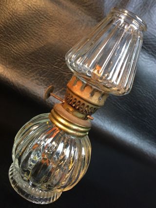 Oil Lamp,  Small,  Vintage - brass and glass.  Made in Hong Kong (N - 2) 2