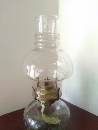 Vintage Lamplight Farms Clear Hobnail Hurricane Oil Lamp With Hooded Chimney 12 "