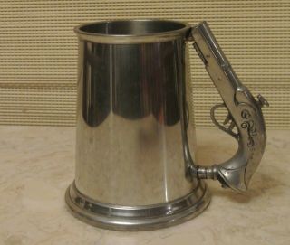 Vintage Sheffield English Pewter Tankard Mug With Gun Handle