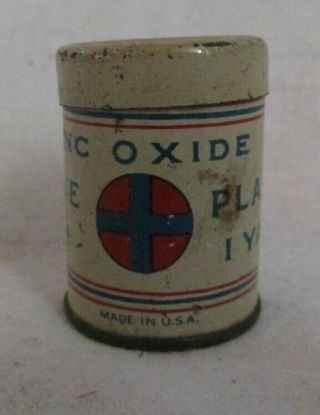 Vintage Miniature Zinc Oxide Adhesive Plaster Tiny Medicine Tin Can Red Cross
