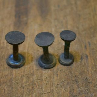 M3 - 3 Antique Hand Saw Split Nuts Screws - Hand Saw Medallion Parts DISSTON ETC 2