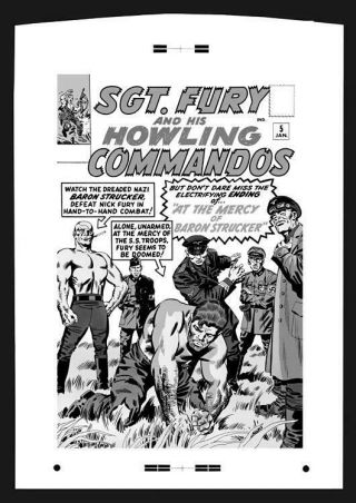 Jack Kirby Sgt Fury And His Howling Commandos 5 Large Production Art Cover Mono