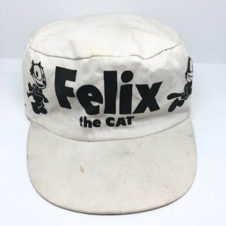 Authentic Vintage Felix The Cat Productions Painters Hat 1982 White Black