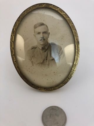 Ww1 Real Photo Card Soldier Posing In Small Frame H.  Kiddermister