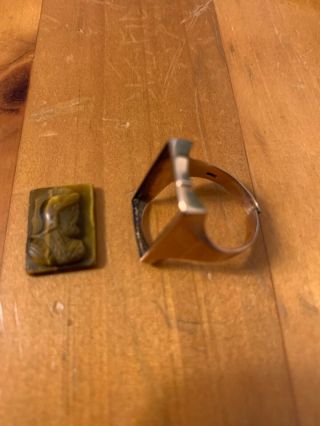 Vintage Lg Mens Solid 10k Gold Natural Stone Ring 4.  6g
