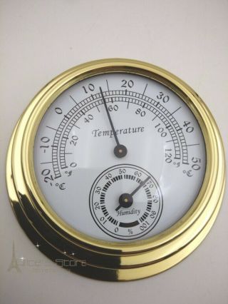 70mm Brass Enclosed Thermometer/hygrometer
