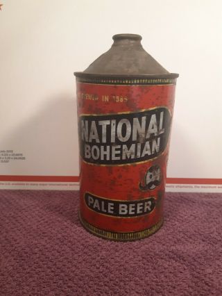 Vintage National Bohemian Quart Cone Top Beer Can