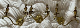 Set 3 Vintage Gold Gilt Brass Antique Victorian Style 2 Branch Wall Lights Lamps