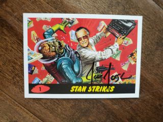 2013 Comikaze Exclusive Topps Mars Attacks Stan Strikes Jusko Auto Promo Card 1
