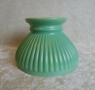 Vintage Light Green Flash Ribbed Glass Student Lamp Shade 5 7/8 " Wide 4 1/2 Tall