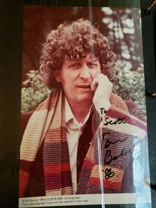 Tom Baker Signed Color Photo Doctor Who The 4th Doctor Autograph