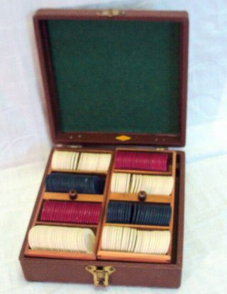Very Old " A Lowe N.  Y.  Game " Poker Chip Set 3 Colors