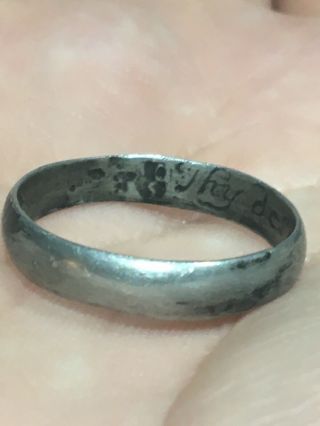 Rare 17th Century Silver Posy Ring With Script Museum Quality