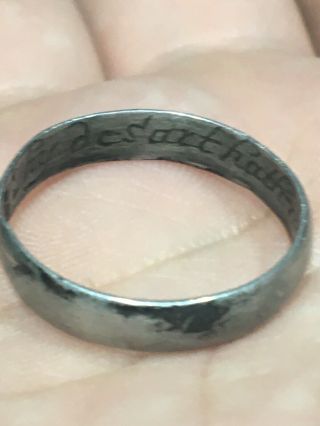 RARE 17th CENTURY SILVER POSY RING WITH SCRIPT MUSEUM QUALITY 2