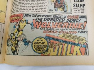 Vintage 1974 1st Wolverine Hulk 181 Ad Complete In Thor 229 Full Issue