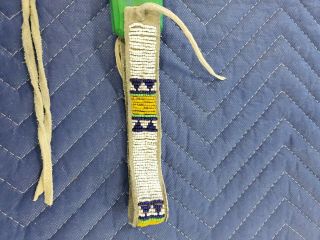 VINTAGE NATIVE AMERICAN BEADED HAND PAINTED WOOD QUIRT 2