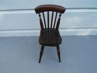 Dolls Mahogany Vintage Stick Back Chair 11.  5 " To Top Back
