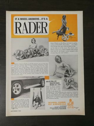 Vintage 1965 Rader Wheel Corp Of America Full Page Ad