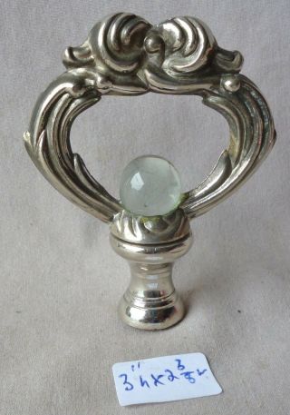Lamp Finial Loop W/ Clear Glass Ball Nickel Chrome Silver Plated 3 " H X 2 1/2 " W