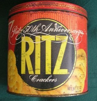 Vintage Nabisco Ritz 50th Anniversary Cracker Tin 1984 Round