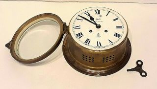 Vintage Schatz Royal Mariner Brass Clock W/ Key 8 Day German