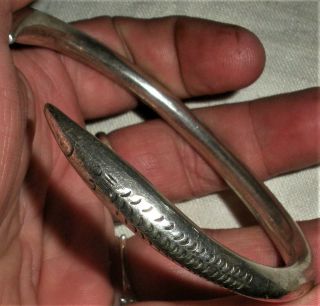Antique Snake Head Heavy Ingot Silver Celtic / Viking Bracelet / Arm Band Vafo