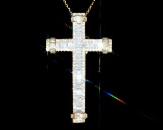 2.  4ct 100 Natural Diamond 10k Yellow Gold Cluster Cross Necklace Pwg97 - 5
